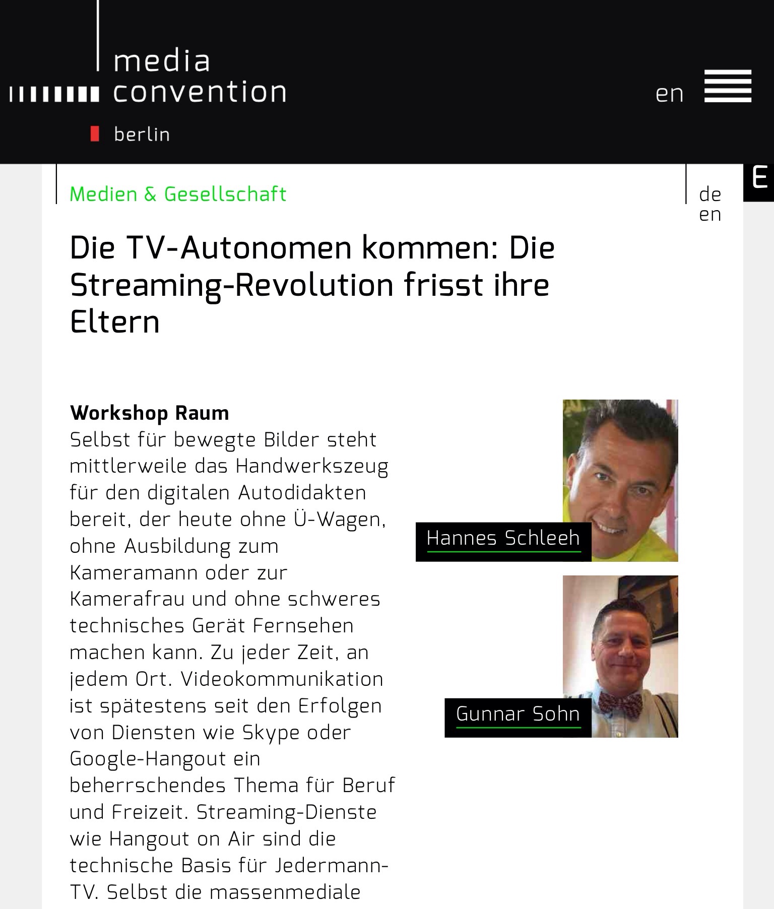 Livestreaming-Workshop in Berlin