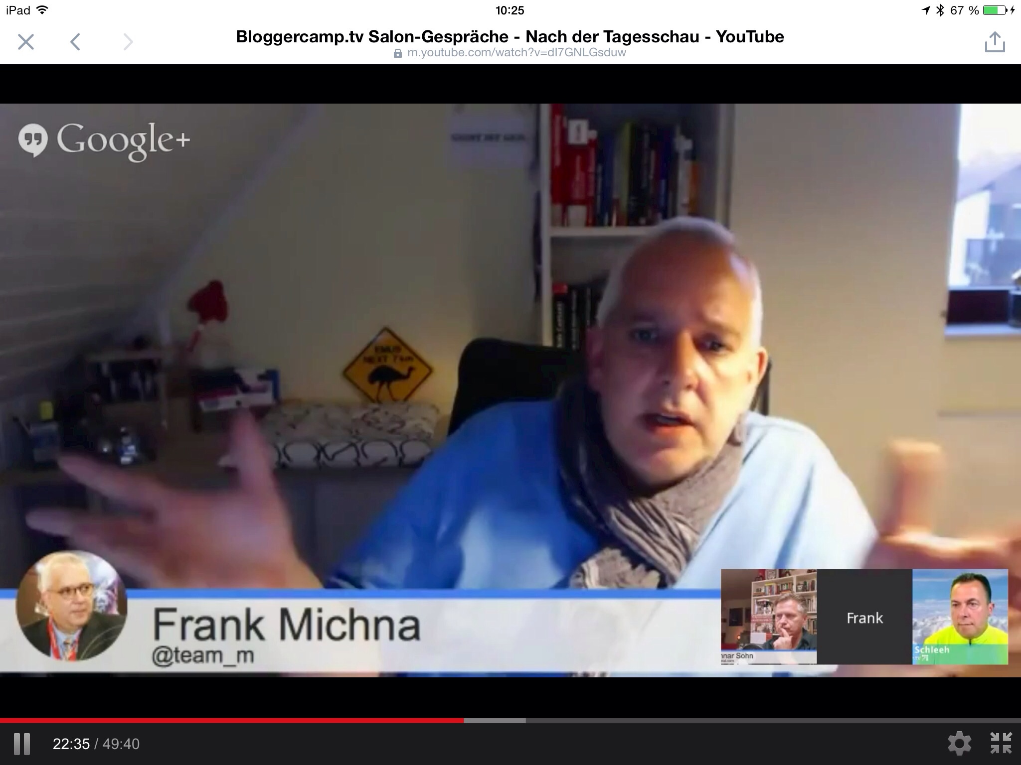 Frank Michna bei seiner Premiere als neues Bloggercamp.tv-Mitglied