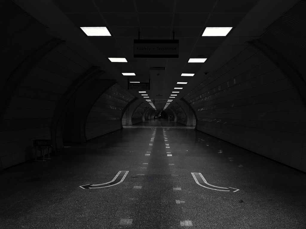 grayscale photo of road