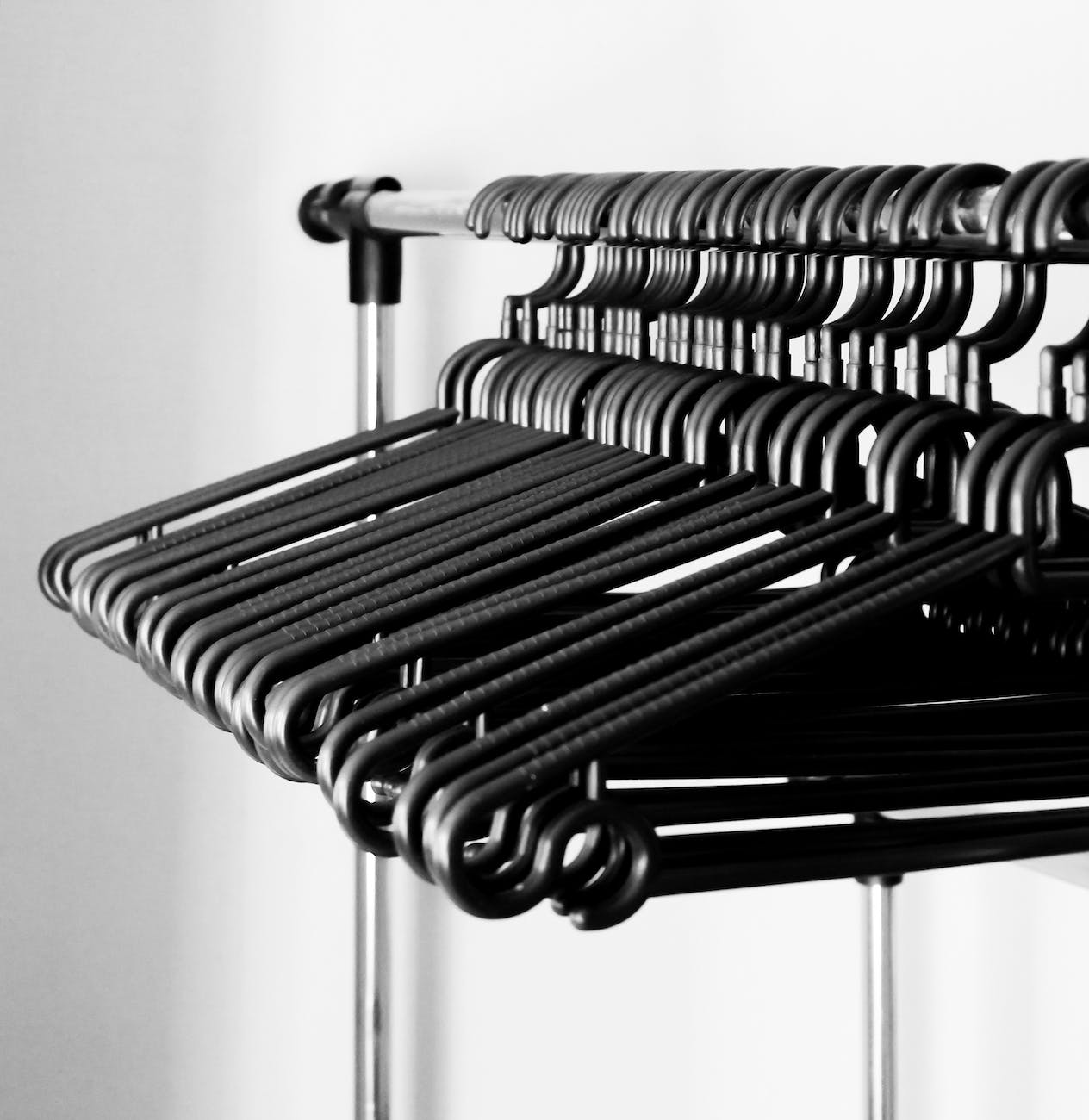 black plastic hangers