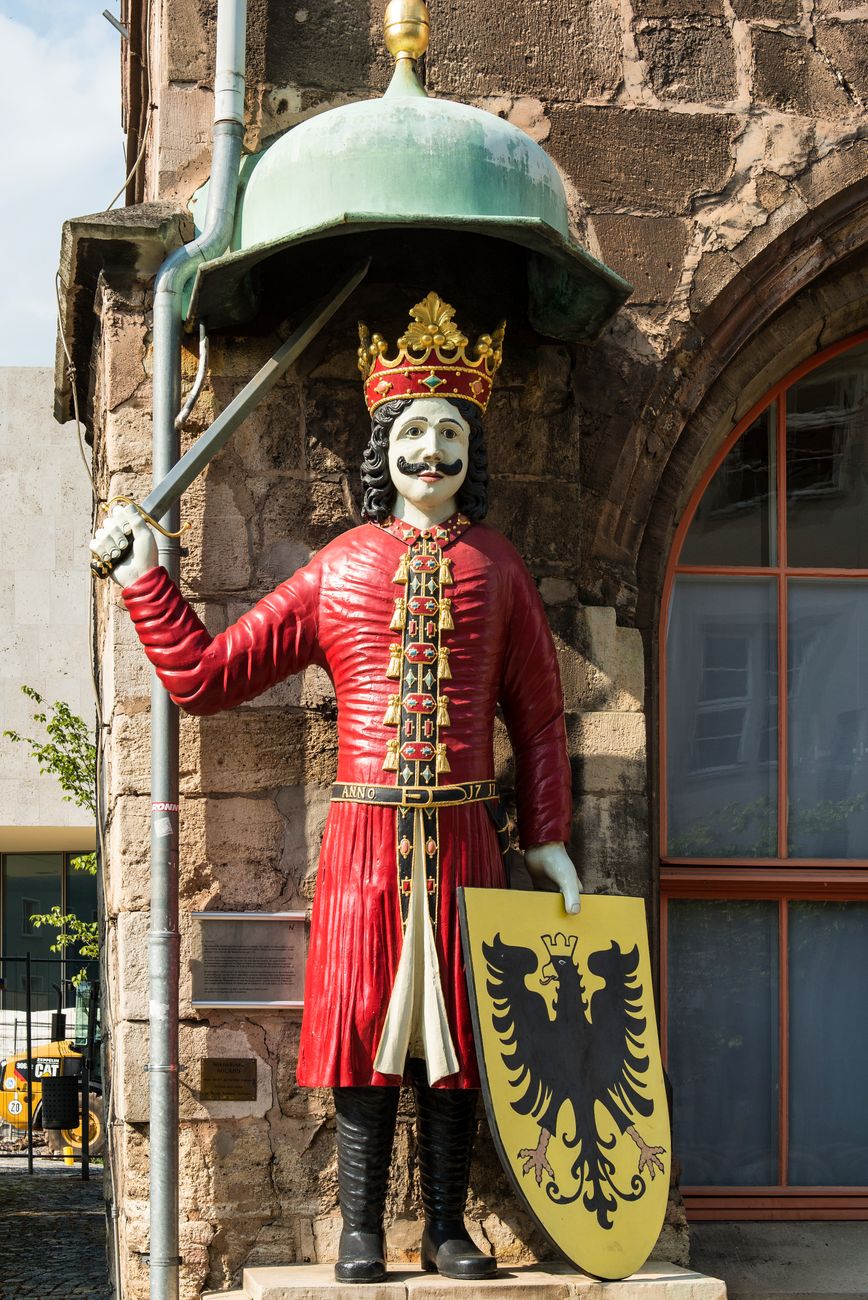 historic knight statue in nordhausen germany